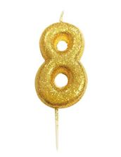 Picture of AGE 8 GOLD NUMERAL CANDLE 7CM